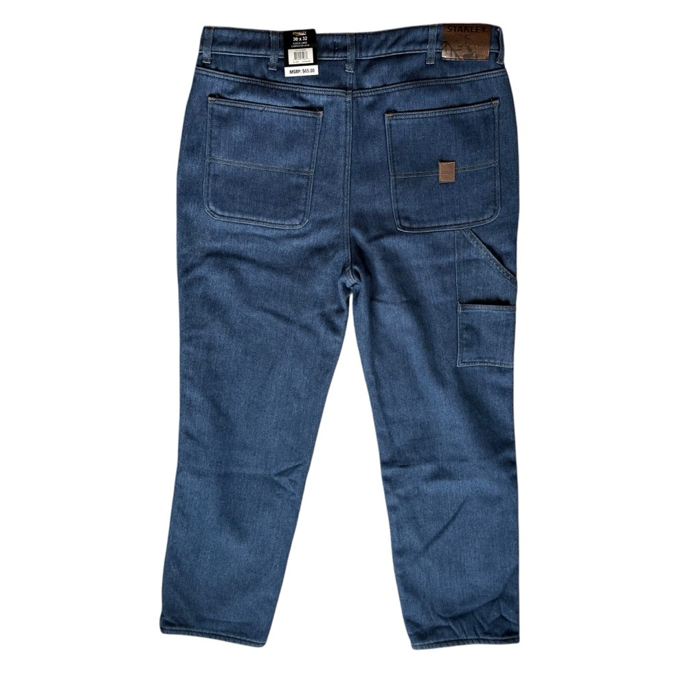 NWT Stanley fleece lined carpenter jeans Blue Denim Work Pants men 36 x 32 36”